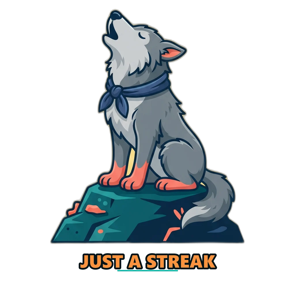 Wolf howling at a long streak line from past results