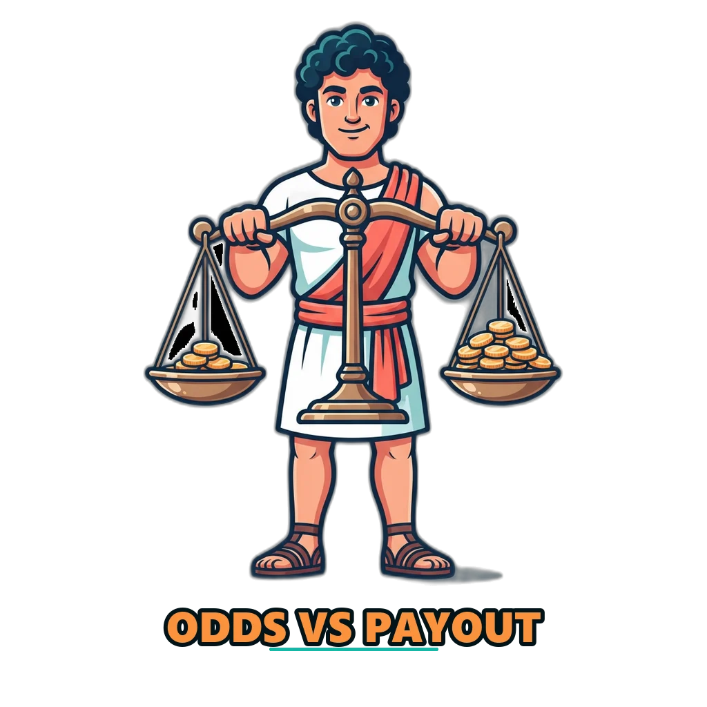 Hercules balancing a scale that weighs payouts against odds
