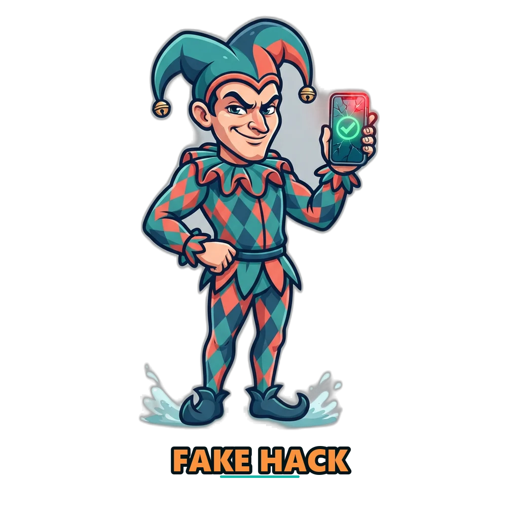 Joker holding a phone with a fake colour prediction hack screen