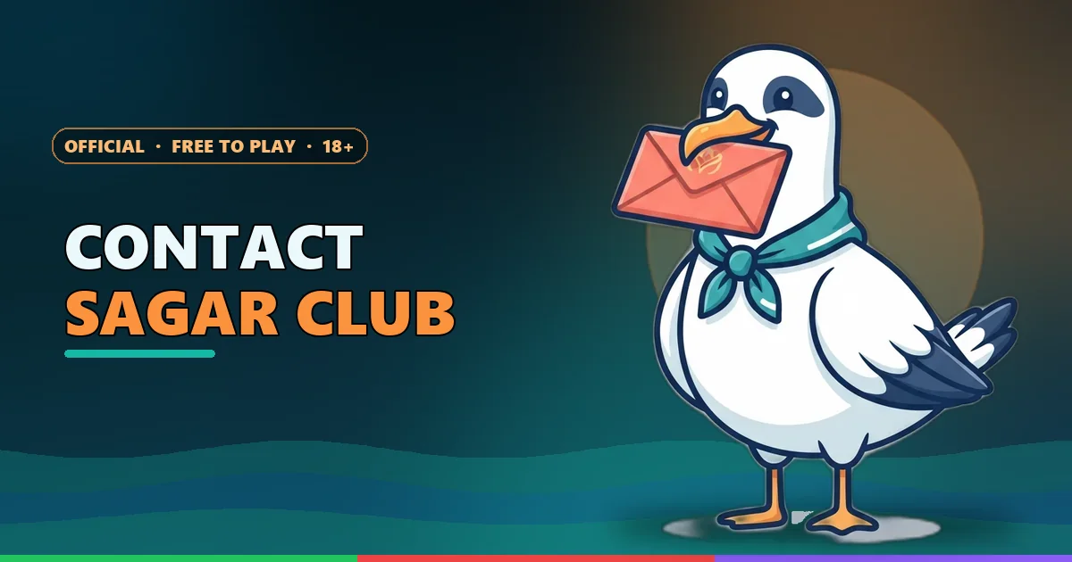 Seagull mascot carrying an envelope for the Contact Sagar Club page
