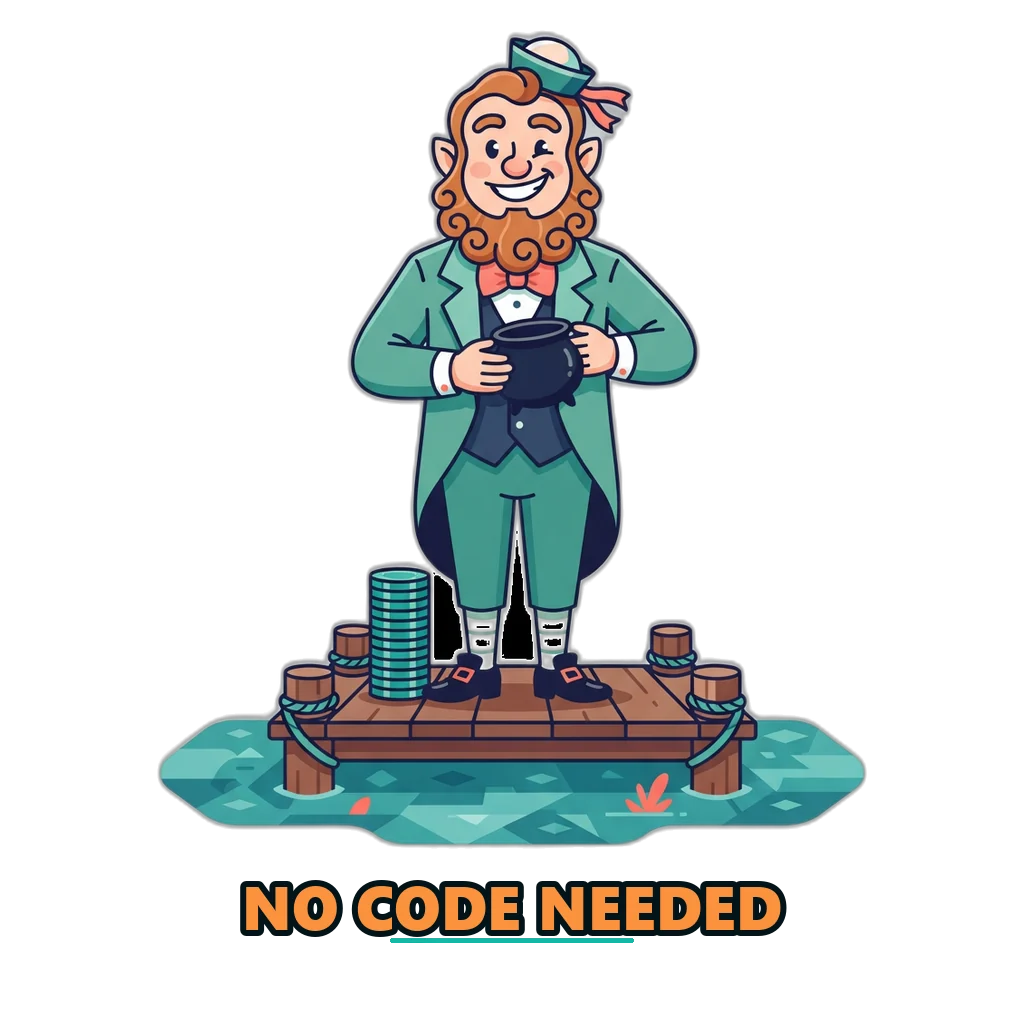 Leprechaun holding an empty pot, showing no Sagar Club gift code is needed