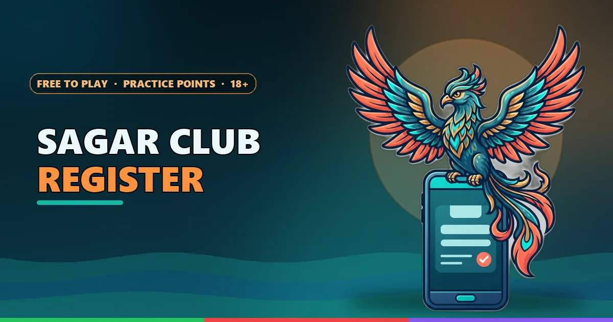 Sagar Club रजिस्टर गाइड के लिए टिक किए गए साइन-अप फ़ॉर्म के ऊपर उड़ता फ़ीनिक्स मैस्कॉट